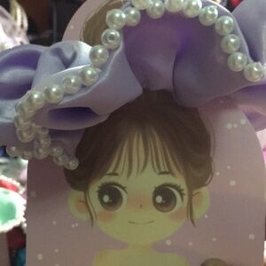 02 Lavender Satin XL Scrunchie with Faux Pearl Accent